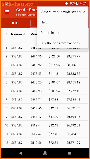 Credit Card Payoff screenshot