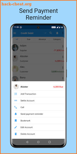 Credit Debit- Customer Credit Ledger, Cashbook screenshot