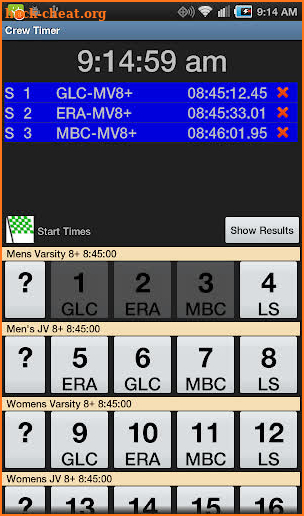 Crew Timer Regatta Timing screenshot