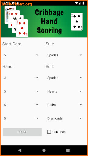 Cribbage Hand Scoring screenshot