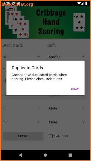 Cribbage Hand Scoring screenshot