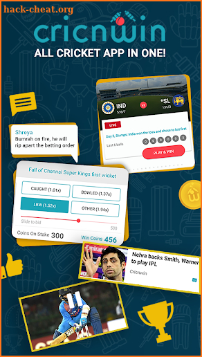 Cricnwin: Live Cricket Scores , Play, Chat for IPL screenshot