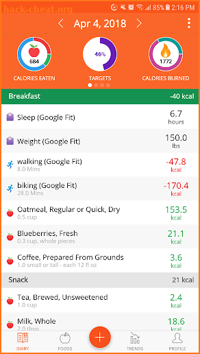 cronometer screenshot