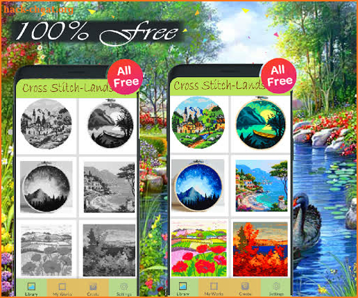 Cross Stitch Landscape Coloring By Number-Pixel screenshot