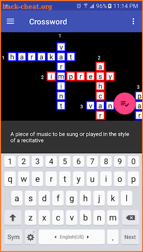 Crossword screenshot