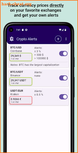 Crypto Alerts: Tracker, Widget screenshot