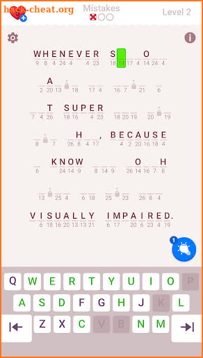 Cryptogram Letters and Numbers screenshot