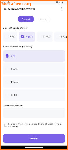 Cube reward converter screenshot