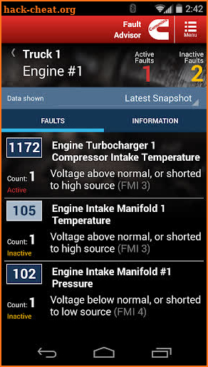 Cummins Fault Code Advisor screenshot