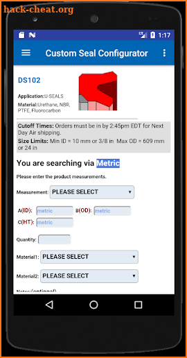 Custom Seal Configurator screenshot