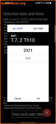 CustomDateTimePicker Demo screenshot