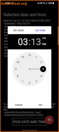 CustomDateTimePicker Demo screenshot