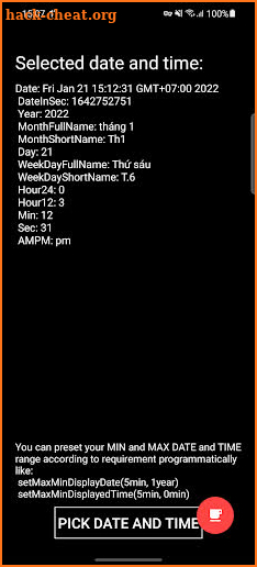 CustomDateTimePicker Demo screenshot