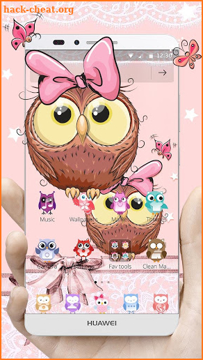 Cute Cartoon Owl Bowknot Theme screenshot