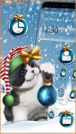 Cute Christmas Snow Cat Theme screenshot