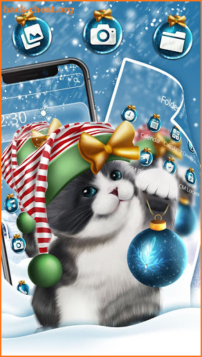 Cute Christmas Snow Cat Theme screenshot