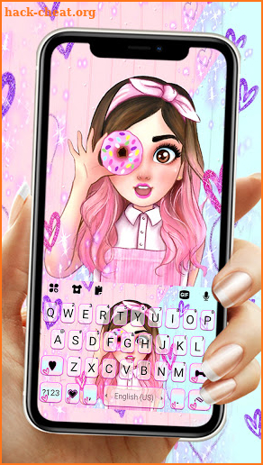 Cute Donut Girl Keyboard Background screenshot