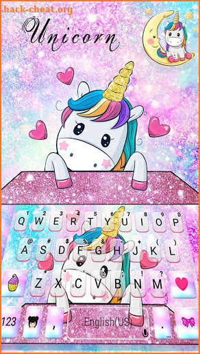 Cute Dreamy Unicorn Keyboard Background screenshot