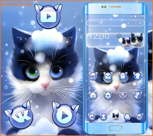 Cute Furry Snow Cat Theme screenshot