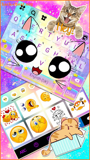 Cute Galaxy Cat Keyboard Background screenshot