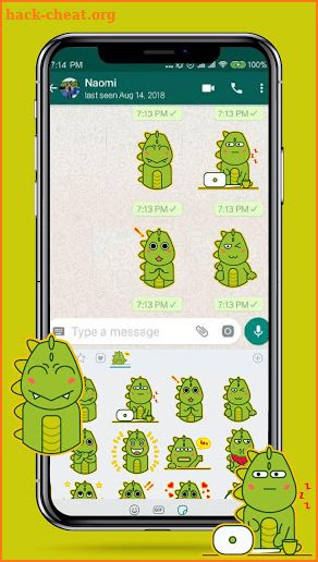 Cute Green Dinosaur Emoji Stickers screenshot