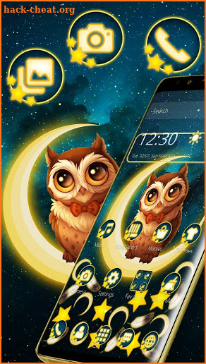 Cute Moon Owl Gravity Theme screenshot