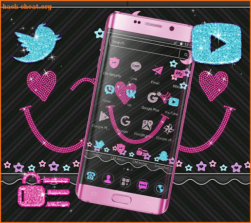 Cute Pink Black Kitty Glitter Launcher Theme 🌟 screenshot