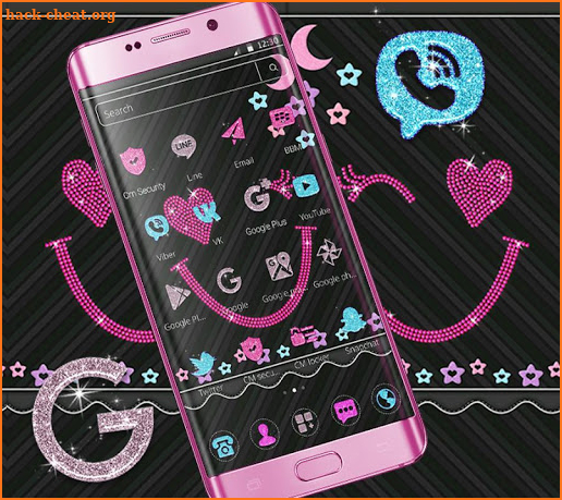 Cute Pink Black Kitty Glitter Launcher Theme 🌟 screenshot