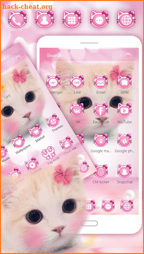 Cute Pink Bow Kitty Launcher screenshot