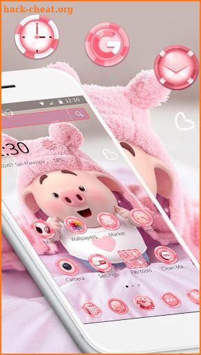 Cute Pink Cartoon Piggy Theme screenshot