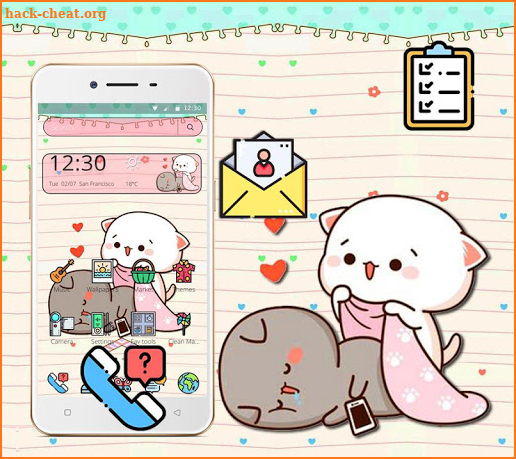 Cute Pink Cat Cartoon Theme screenshot