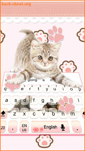 Cute Pink Kitty Cartoon Keyboard Theme screenshot