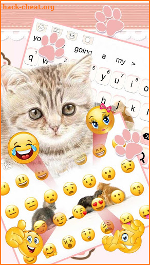 Cute Pink Kitty Cartoon Keyboard Theme screenshot