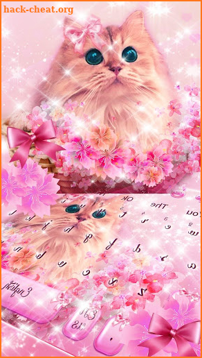 Cute Pink Kitty Love Keyboard Theme screenshot