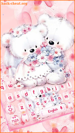 Cute Pink Teddy Couple Keyboard screenshot