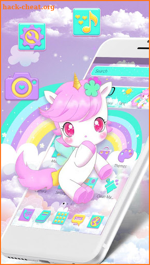 Cute Pink Unicorn Rainbow Theme screenshot