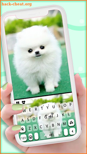 Cute Puppy White Keyboard Background screenshot