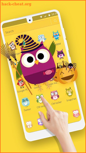 Cute Purple Owl Yellow Wallpaper Theme screenshot