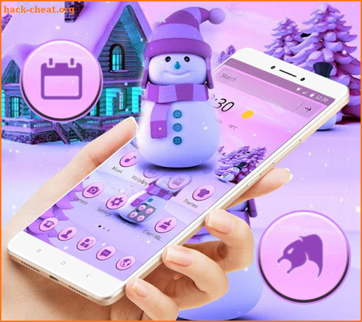 Cute Purple Winter Snowman Theme screenshot