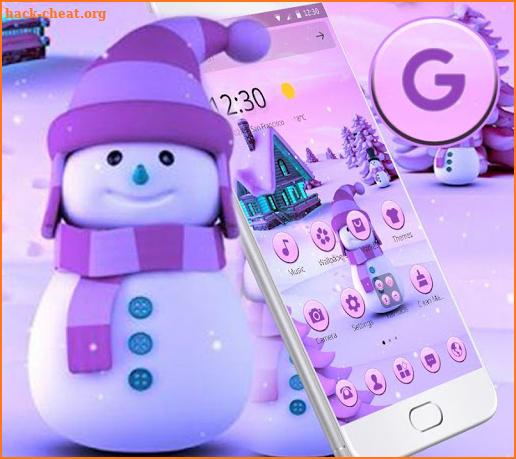 Cute Purple Winter Snowman Theme screenshot