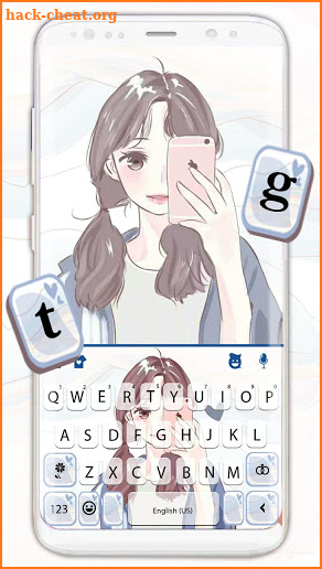 Cute Selfie Girl Keyboard Theme screenshot