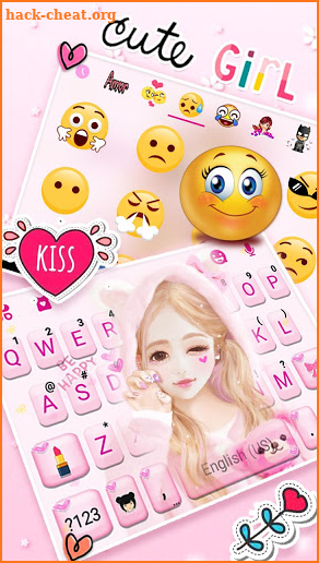 Cute Wink Girl Keyboard Theme screenshot