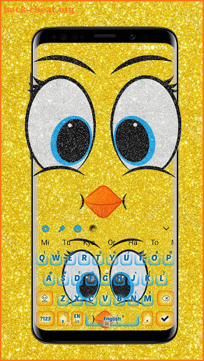 Cute Yellow Glitter Bird Keyboard Theme screenshot