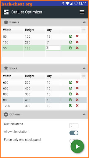 CutList Optimizer screenshot