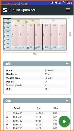 CutList Optimizer screenshot