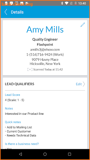 Cvent LeadCapture screenshot