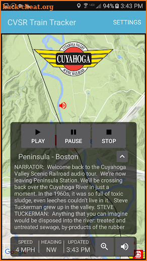 CVSR Train Tracker screenshot