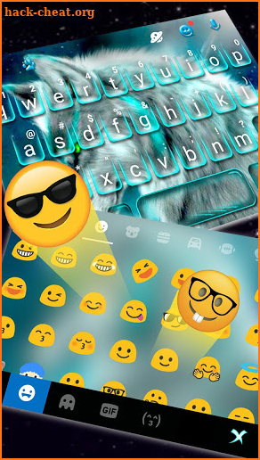 Cyan Neon Wolf Keyboard Theme screenshot