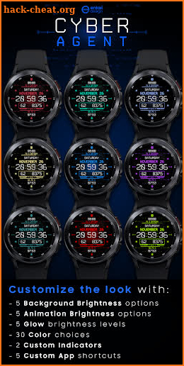 Cyber Agent digital watch face screenshot