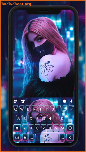 Cyberpunk Mask Girl Keyboard Background screenshot